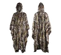 FYRTA Ghillie Suit Poncho 3D Feuilles Camouflage Cape Cape pour la Chasse dans la Jungle, la Photographie de la Faune, l'observation des Oiseaux, Halloween, Le tir, Halloween,XL/2XL