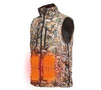 FYRTA Gilet Chauffant de Chasse Homme, Hiver Gilet de Chasse Camouflage, avec 3 Niveaux de Chaleur, 5 Zones Chaleur, Camo Gilet Polaire pour La Chasse, Peche (Pas de Batterie) (L)