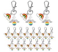 Fyshird Lot de 15 porte-clés ange gardien avec pendentif arc-en-ciel - Porte-bonheur - Cadeau d'adieu - Pour anniversaire d'enfant, baptême, mariage, rentrée des classes, communion, confirmation LGBTQ