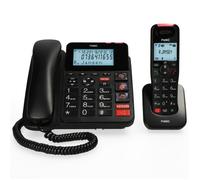 Fysic FX-8025 - Téléphone de bureau avec répondeur téléphonique et téléphone DECT, noir