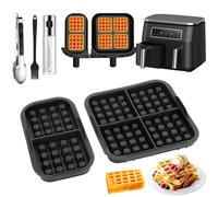 FYSL Lot de 2 inserts gaufrés pour Philips Dual Basket Airfryer 3000 6L/3L Tefal Ey9018, plaques gaufrées en silicone, friteuse à air chaud, accessoires avec spray d'huile, pinceau, pinces, moule à