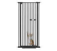 Fyssnn Barrière de sécurité pour animaux de compagnie, extra haute, 150 cm, sans perçage, réglable, 76 à 85 cm, pivotante à 180 °, noire