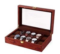 Fyssnn Boîte à montres en bois massif - Pour 6/10/12 fentes - Idéale pour exposer et ranger des montres (12 emplacements)