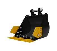 Fyssnn Pelle d'excavatrice pour mini pelleteuse, dents plates, cuillère avec tige à broche, accessoire robuste pour le chargement de la terre, le sable et les travaux d'excavation (30 cm, 0,8 à 1,5 T)