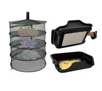 Fyssnn Trim Tray Trim Tin Kit complet de coupe avec filtre à pollen de 150 microns, sécateur, brosse et loupe, boîte Dry Sift Box pour herbes, jardinière de jardin pour récolte, accessoires de culture