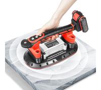 Fyssnn Vibromasseur électrique professionnel pour carrelage 21 V avec 2 batteries 6 vitesses 13 000 tr/min 280 mm Ventouse pour carrelage mural / sol 80 kg avec mallette de transport
