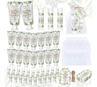 FYSUIMU Greenery Lot de 24 baumes à lèvres chrétiens avec verset de la Bible, lotion pour les mains avec étiquettes et sacs en organza pour fête prénatale, mariage, Noël, voyage