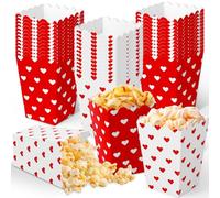 FYSUIMU Lot de 100 mini boîtes à popcorn en carton pour la Saint-Valentin, rouge et blanc, 5,6 x 10,7 x 7,6 cm