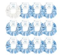 FYSUIMU Lot de 12 chouchous élastiques en velours bleu et blanc pour mariage, demoiselle d'honneur, demande en mariage