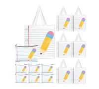 FYSUIMU Lot de 12 sacs fourre-tout réutilisables en toile avec fermeture éclair pour carnet de notes et crayons - Pour le premier jour d'école