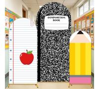 FYSUIMU Lot de 3 toiles de fond pour arche de rentrée scolaire, carnet de notes, support d'arche à crayons, couverture en tissu pour le premier jour d'école, salle de coration de fête