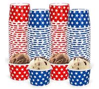 FYSUIMU Lot de 50 gobelets jetables en forme d'étoile patriotique rouge et bleu - 255 g - Pour dessert, nourriture, friandise, fête