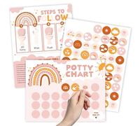 FYSUIMU Tableau d'apprentissage de la propreté bohème arc-en-ciel pour tout-petits, 10 tableaux de pot, 4 autocollants de récompense, 1 règle pour fille et garçon, chambre à coucher, salle de bain