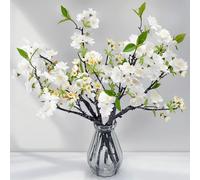 FYTENG 6PCS Fleur Artificielle Décoration De Fleurs De Cerisier 49cm, Dernière Conception De Cerisier Artificielles Réalistes Et Créatives,pour La Décoration De La Maison/du Mariage-Blanc