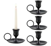 FYting 4 Pièces Porte Bougie,Bougeoir,Chandelier Noel,Skirt Wine Verre Bandle, pour Bougies de BâTon 1 à 2 cm, Bougies en Bâton Doré, Noël, Fête, Chambre, Table à Manger (Noir Mat)