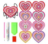 FYting 8 Pièces Dessous de Verre,Diamond Painting Adulte,Loisirs CréAtifs Adultes,Sous Verres du Lancement damour DIY pour Le thé de LAprèS-Midi, RéUnions de Famille et DîNers de Vacances(Rose)