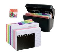FYting Fiche Bristol,Flash Cards,150 Fiche de Revision +150 Doublures Colorées +8 Anneaux de Livre, Boîte DIndex A7, Adaptée Aux Déplacements, Notes DApprentissage, Recettes ou Cartes Flash (Noir)