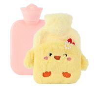 FYting Mini Bouillotte Eau Chaude,800ml Bouillote Enfant,Petite Bouillotte Eau Chaude Peluche,Manteau Amovible, Réchauffe, Adapté Enfants, Copines, Famille, Noël, lAnniversaire(Canard Jaune)