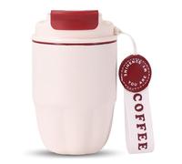 FYting Mug isotherme,Thermos Café,Thermos Isotherme,Doublure En Acier Inoxydable + Double Bec Verseur, Mini Tasse de Voyage à Café étanche, Pour Cadeaux de NoëL et dAnniversaire (Blanc)