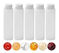 FYting Pipette Cuisine,5 Pièces Bouteille Sauce 350ml,Sans Bpa, éTanche avec Bec Verseur à Ouverture et Fermeture Automatique Pour Ketchup, Moutarde, Mayonnaise, Sauces, Huile DOlive (10 Oz)