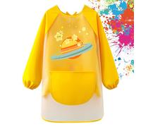 FYting Tablier peinture enfant, blouse peinture enfant, tablier enfant, Matériel TPU sûr, Finition fine, poignets élastiques, élastique réglable, imperméable, ne salera pas les vêtements (Jaune)