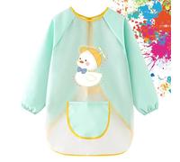 FYting Tablier Peinture Enfant, Tablier Enfant, Blouse Peinture, Matériel TPU sûr, Finition Fine, Poignets élastiques, élastique réglable, imperméable, ne salera pas les vêtements (Vert)