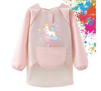 FYting Tablier Peinture Enfant, Tablier Enfant, Blouse Peinture, Matériel TPU sûr, Finition Fine, Poignets élastiques, élastique réglable, imperméable, ne salera pas les vêtements (Rose)