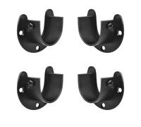 FYTRONDY Black Edition Lot de 4 supports de tringle de placard en acier inoxydable en forme de U pour tringle à rideau de douche 3,2 cm