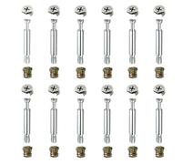 FYTRONDY Lot de 12 raccords à came 3 en 1 de 6 x 40 mm avec cheville et écrou pré-inséré pour armoire, tiroir, commode et panneau de meubles, raccords de meubles en métal