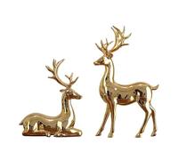 FytStycale 1 paire de figurines de rennes, décorations de table, sculptures animales simples, statues de cerfs pour salle de bain, meuble, bureau, salle à manger, or