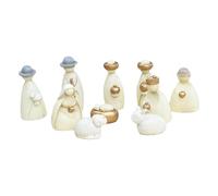 FytStycale 10 Pièces Crèche de Noël Statue de La Naissance de Jésus Scène Complète Ornement de Bureau Œuvre D'Art de Fabrication Artisanale En Résine Adapté Pou, Multi