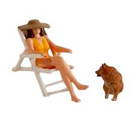 FytStycale 2 Figurines Miniatures à L'échelle 1/64 sur Le Thème Des Vacances à La Plage, Décor de Micro-paysage, Accessoires de Photographie Miniatures,