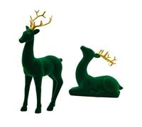 FytStycale 2 Pièces Figurines de Renne Décoration de Bureau Moderne Statuettes de Cerf Sculptures Animales Ornement de Table en Résine Convenant pour Les Fêtes, Vert