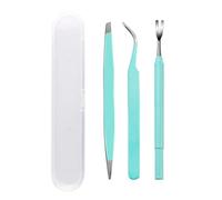 FytStycale 2 Pièces Pince à En Acier Inoxydable Réutilisable Crochet Antiacariens Compact Extracteur de pour Toilettage, Kit De 3 Pinces À Tiques Bleues Avec Boîte En Plastique