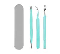 FytStycale 2 Pièces Pince à En Acier Inoxydable Réutilisable Crochet Antiacariens Compact Extracteur de pour Toilettage, Kit De 3 Pinces À Tiques Bleues Avec Boîte En Fer