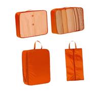 FytStycale 4 Pièces Packing Cubes Organisateur Rangement Sac de Compression Valise Trousse Chaussures en Polyester avec Fermeture Glissière Large et Poignée Prat, Orange