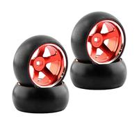 FytStycale 4 Pièces Pneus Voiture Télécommandée Roues Jantes Modélisme Pièces Alliage 6061- Solide pour Amateur Collection Usage, Rouge, 25mmx11mm
