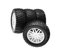 FytStycale 4 Pneus et Roues Tout-terrain RC 1/10, Pièces de Rechange, Accessoires, Pneus de Course Courte à Bonne Adhérence pour Voiture RC Miniature, Blanc