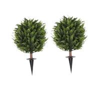 FytStycale Arbres topiaires artificiels en boule de 23,6 pouces de hauteur avec buissons à pointes, cyprès topiaire artificiel pour clôture, balcon, gazebo, 2 Pièces