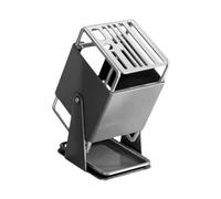 FytStycale Bloc à couteaux universel en acier inoxydable, rotatif, stable, moderne et polyvalent, support de rangement pour couteaux de cuisine de restaurant, Gris