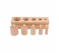 FytStycale Bloc Bois Perforé Coordination Pions Cylindriques Apprentissage Précoce Jeu Tri Couleurs Formes pour Jeunes, Bois Naturel Ensemble Épais-Fin Interdit De Toucher L Eau