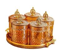 FytStycale Bocal de conservation avec 5 bouteilles, accessoire robuste, cadeau, couvercle hermétique, outil de cuisine, pot à épices, support réutilisable avec, Ambre