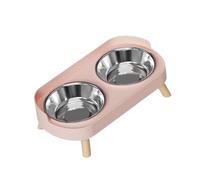 FytStycale Bol Élevé pour Chat Gamelle Double Animaux Plateau Anti Dérapant Protection Cou Facile à Nettoyer Convient à Nourrissage Intérieur Chien Chaton Access, Rose, Bol en Acier