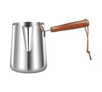 FytStycale Cafetière Turque Verseuse à Café Chauffe-Lait Pichet à Latte Art en INOX avec Échelle de Mesure et Manche en Bois Approprié pour Les Baristas à Domic, 900 ML 9 Cm X 13.5