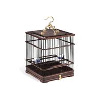 FytStycale Cage à Oiseaux avec Plateau Amovible Suspendue Cage avec Tiroir Amovible Sécurisée pour Salon, Bureau, 26 26 39CM, Cage À Oiseaux Carrée en Bois De Santal Violet