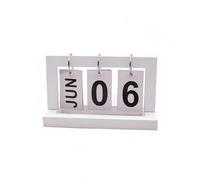 FytStycale Calendrier de Bureau à Feuillets Calendrier de Table Calendrier Perpétuel Cadre Métal Base Bois Cartons Durs Style, Blanc, Calendrier À Feuilles Mobiles