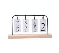 FytStycale Calendrier de Bureau à Feuillets Calendrier de Table Calendrier Perpétuel Cadre Métal Base Bois Cartons Durs Style, Noir, Calendrier À Feuilles Mobiles
