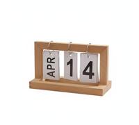 FytStycale Calendrier de Bureau à Feuillets Calendrier de Table Calendrier Perpétuel Cadre Métal Base Bois Cartons Durs Style, Couleur Bois D Origine, Calendrier À Feuilles Mobiles Modèle Démontable