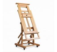 FytStycale Chevalet Réglable En Hauteur Horizontal, Chevalet Professionnel DHJ-3, Couleur Bois Naturel, Double Usage Plat Et Vertical, Avec Roues En Caoutchouc