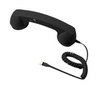 FytStycale Combiné Téléphonique Rétro Filaire avec Volume Réglable Écouteur Main Ergonomique Haut-Parleur Puissant Type C Fonction Décroché Parfait Po, Noir